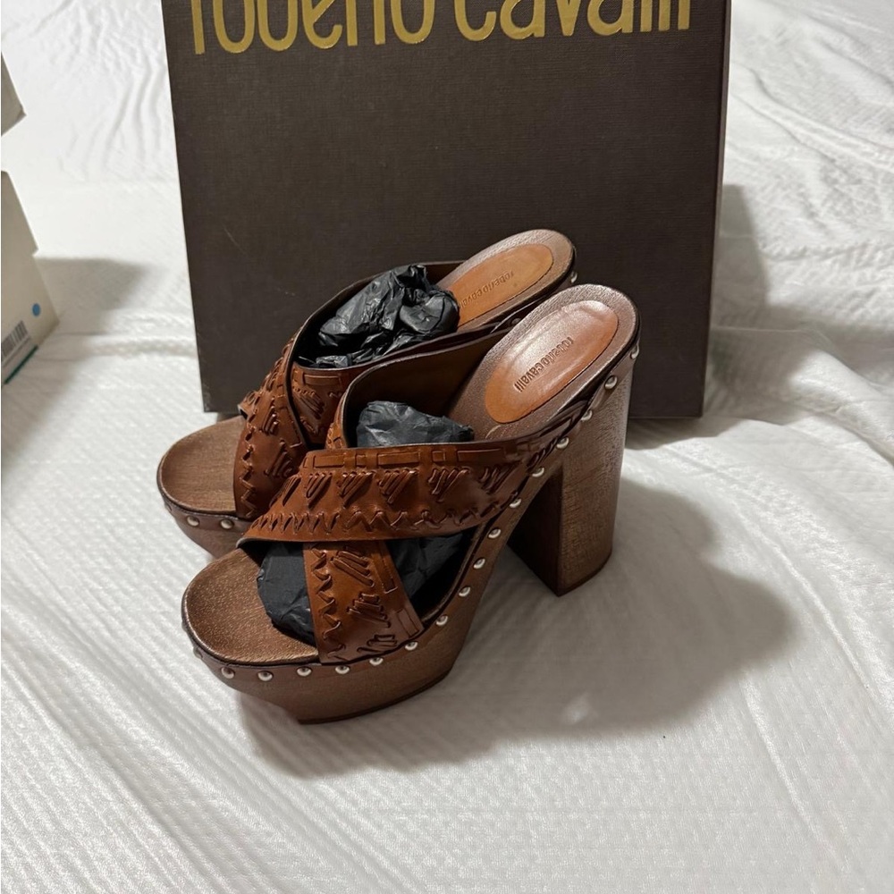 Roberto Cavalli Women's Brown Platform Heels